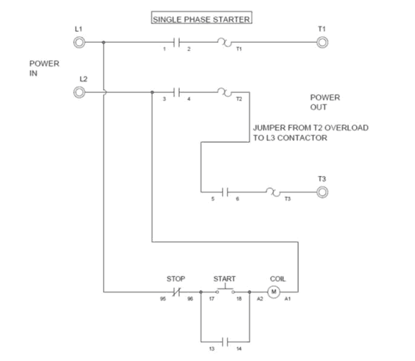 Wiring A Single Phase Motor Through A 3 Phase Contactor How